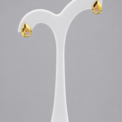Two-Tone Golden Large Teardrop CZ Studs