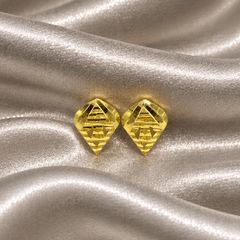 Golden Diamond-Cut Cone Studs