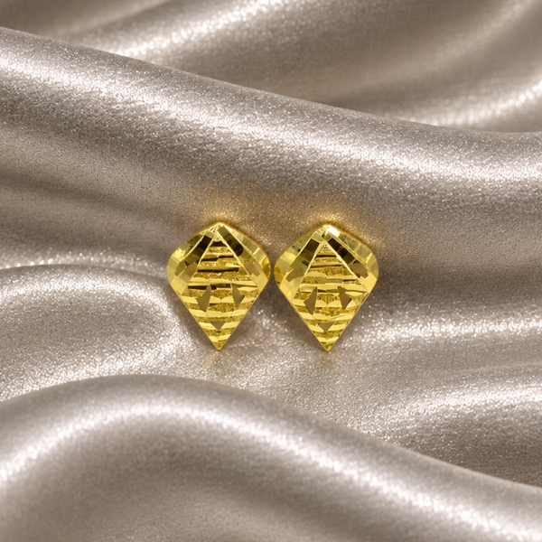 Golden Diamond-Cut Cone Studs