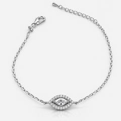 Silver Evil Eye Halo Bracelet