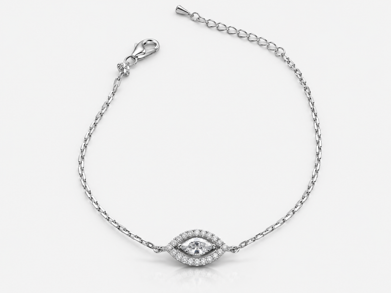 Silver Evil Eye Halo Bracelet