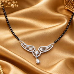 Silver CZ Wing Pendant Drop Mangalsutra