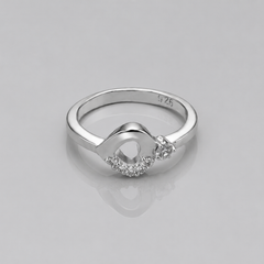 Silver Open Circle CZ Accent Ring