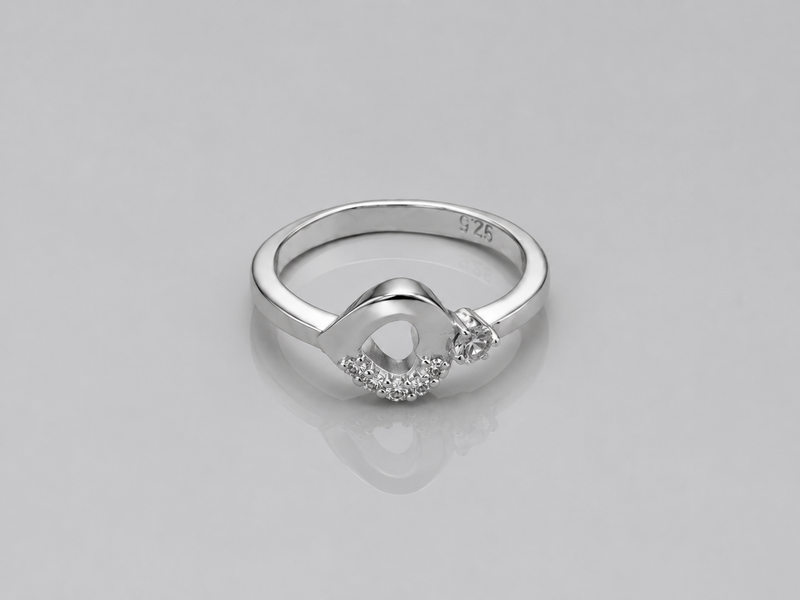 Silver Open Circle CZ Accent Ring