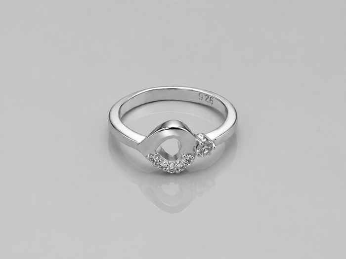 Silver Open Circle CZ Accent Ring