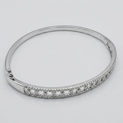 Silver CZ Channel Hinged Bangle Bracelet