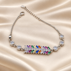 Silver Rainbow Leaf Bracelet