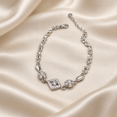 Silver Geometric Diamond Link Bracelet