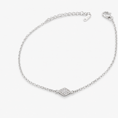 Silver Diamond-Shaped Pave Bracelet