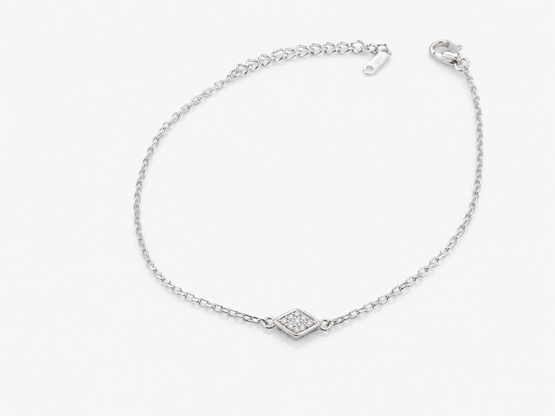 Silver Diamond-Shaped Pave Bracelet
