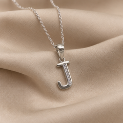 Silver Minimal J Initial Pendant