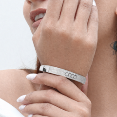 Silver Wide Pavé CZ Hinged Bracelet