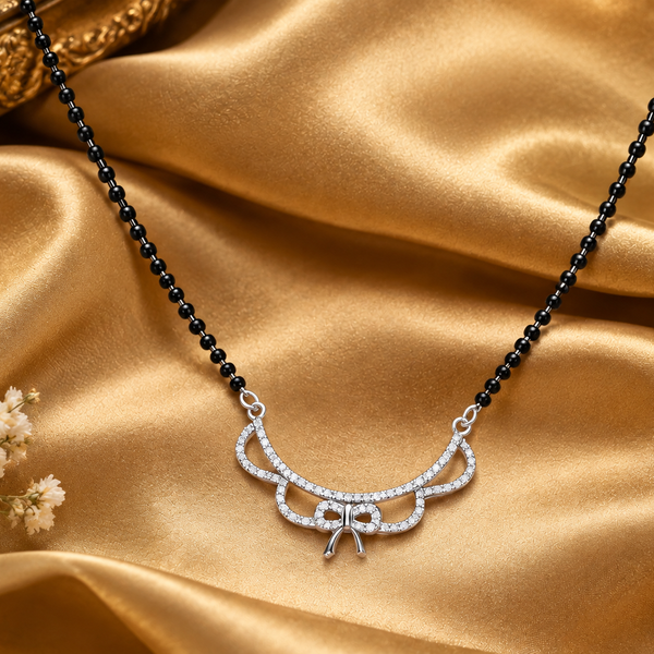 Silver CZ Half-Moon Fringe Mangalsutra