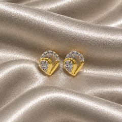 Two-Tone Golden Crescent CZ Studs