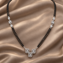 Silver Twin CZ Square Double-Strand Mangalsutra