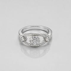 Silver Pave Eye Cluster Ring