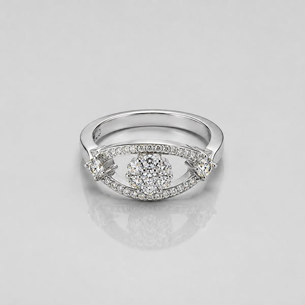 Silver Pave Eye Cluster Ring