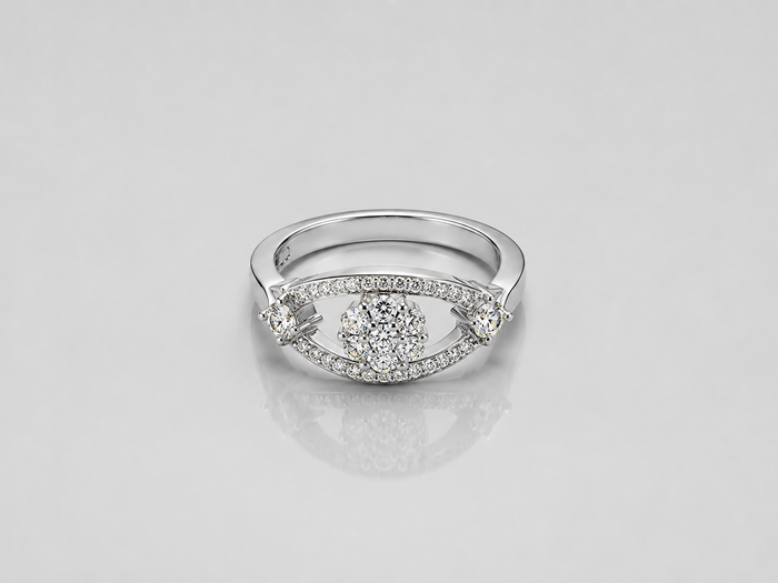 Silver Pave Eye Cluster Ring
