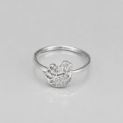 Silver Twin Flower Pave Ring