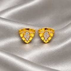 Golden Fan CZ Studs