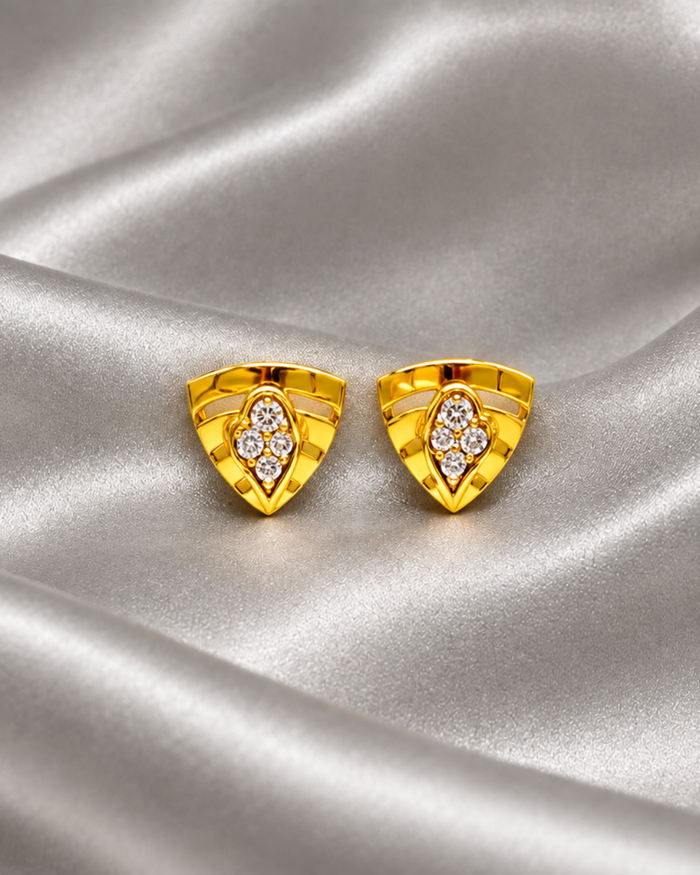 Golden Fan CZ Studs