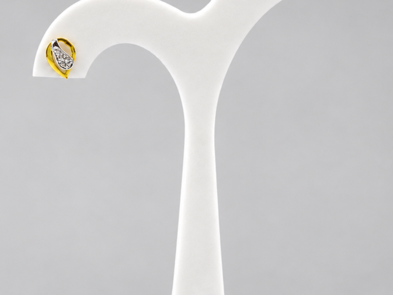 Two-Tone Golden Marquise CZ Studs