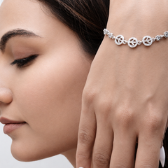 Silver Round Halo Station Bracelet