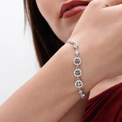 Silver Round Halo Station Bracelet