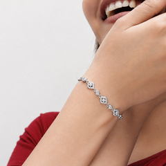 Silver Round Halo Tennis Bracelet