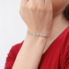 Silver Round Halo Tennis Bracelet