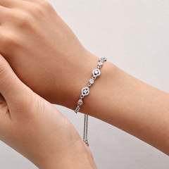 Silver Round Halo Tennis Bracelet