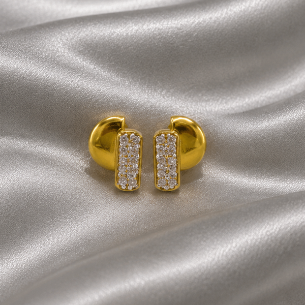 Golden Oval CZ Studs