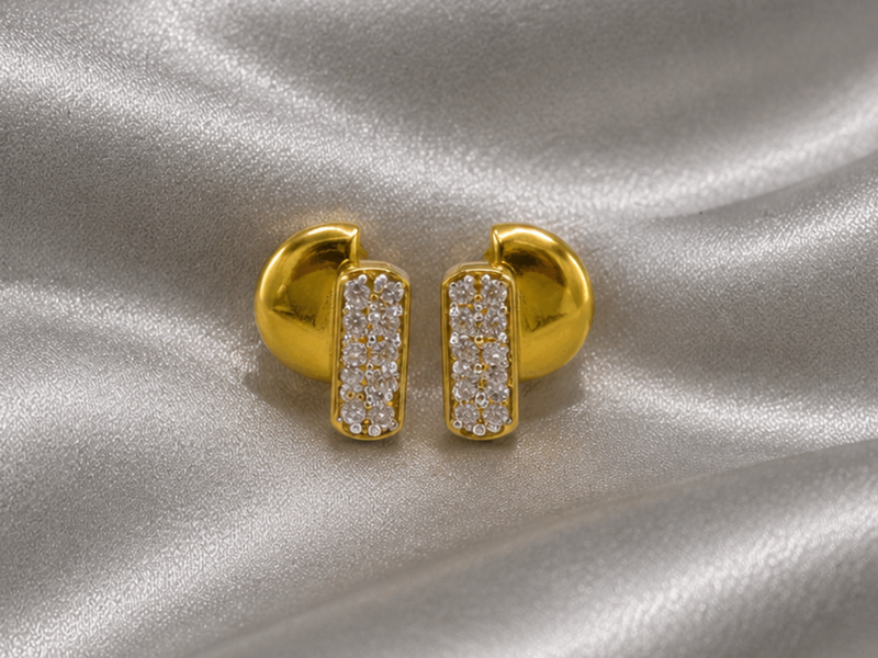 Golden Oval CZ Studs