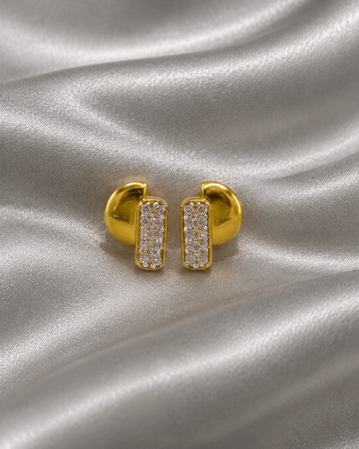 Golden Oval CZ Studs