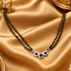 Silver Blue Stone Trio Mangalsutra