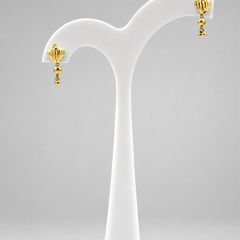 Golden Shell Fan Bead Drop Earrings