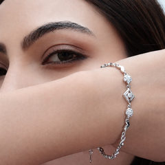 Silver Geometric Diamond Link Bracelet