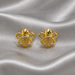 Golden Enamel Bee Studs