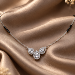 Silver Triple CZ Teardrop Mangalsutra