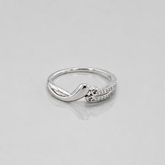 Silver Pave Swirl Wave Ring