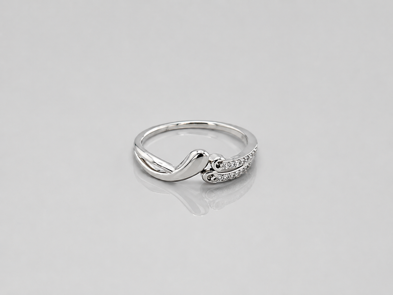 Silver Pave Swirl Wave Ring