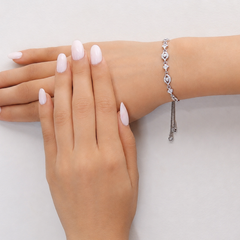 Silver Evil Eye Link Bracelet
