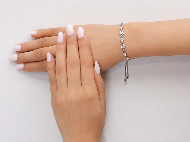 Silver Evil Eye Link Bracelet
