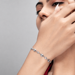 Silver Evil Eye Link Bracelet