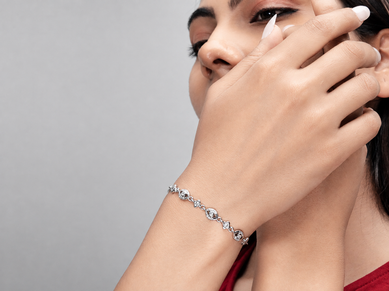 Silver Evil Eye Link Bracelet