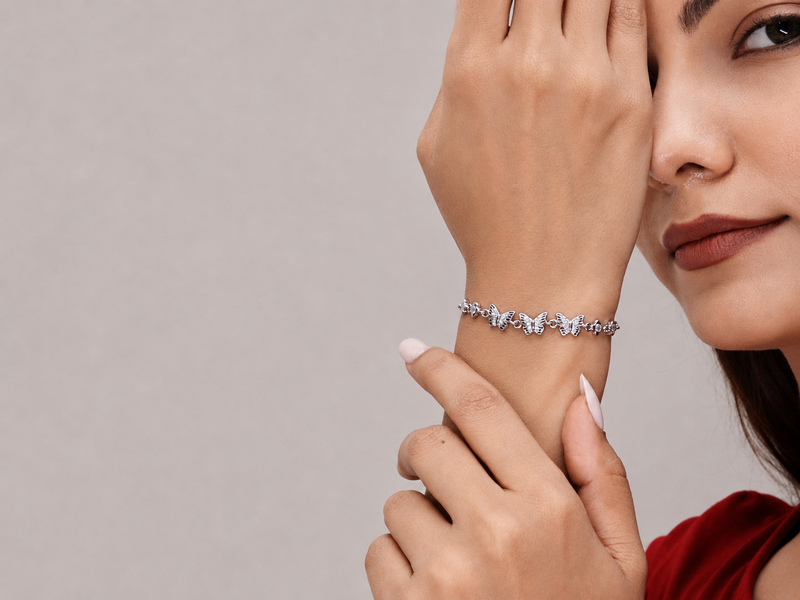 Silver Butterfly Crystal Bracelet