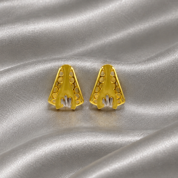 Golden Textured Flared Fan Studs