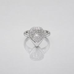 Silver Pave Pear Panel Ring