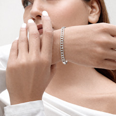 Silver CZ Channel Hinged Bracelet