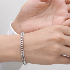 Silver CZ Channel Hinged Bracelet